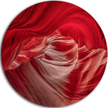 Red Shade In Antelope Canyon, Landscape Photo Round Wall Art, 11"