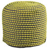 GDF Studio Collier Outdoor Handcrafted Cylinder Pouf Ottoman, Green