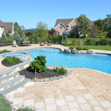 Mediterranean Free Form Swimming Pool with Spa