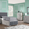 Orchest Twin Bed With Storage, Gray PU and Gray