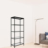 70" Black Metal And Glass Four Tier Etagere Bookcase