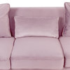 Bayberry Velvet Sofa With 3 Pillows, Pink