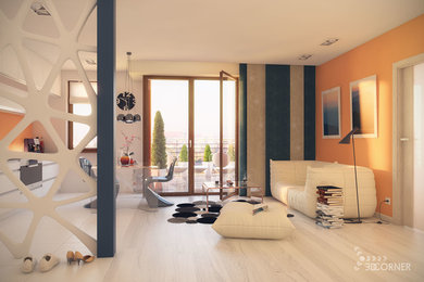 Example of a minimalist living room design in Other