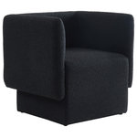 Meridian Furniture - Vera Boucle Fabric Upholstered Accent Chair, Black - Give your home a contemporary makeover with this Vera black boucle fabric accent chair. Its wooden construction ensures durability and stability, while its soft boucle fabric and padded foam cushion offers comfort for years to come. Its square design is the perfect accent piece for any modern home, and its black boucle fabric is both soft and fashionable, pairing well with just about any piece of contemporary furniture, either in your living room or bedroom.