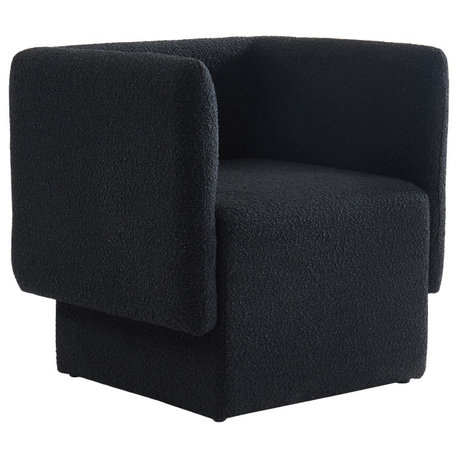Vera Boucle Fabric Upholstered Accent Chair, Black