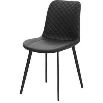 Set of 4 Dining Chair, Metal Frame With Faux Leather Seat and Sloped Back, Black