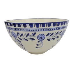 Le Souk Ceramique - Deep Stoneware Salad Bowl Azoura Design - Serving And Salad Bowls