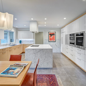 American River Modern White and Wood Kitchen