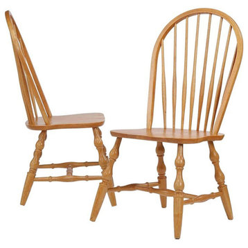 Sunset Trading Oak Selections 18" Wood Windsor Dining Chair in Oak (Set of 2)