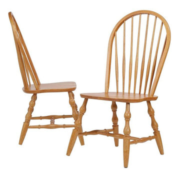 Sunset Trading Oak Selections 18" Wood Windsor Dining Chair in Oak (Set of 2)