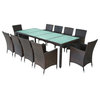 vidaXL Patio Furniture Set 11 Piece Dining Table Set Outdoor Poly Rattan Black, Brown and White, 98.4" Table Length/ 11 Piece