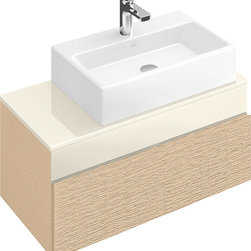 Memento Vanity Unit White Matt Lacquer/Glass Soft Grey - Bathroom Fixtures