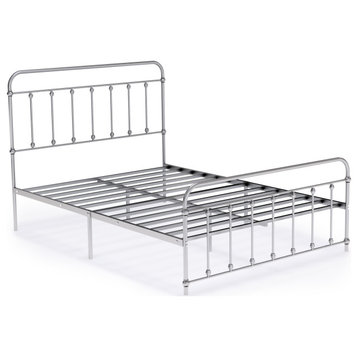 Garland Full Bed Frame, 6 Metal Legs, Bed Frame, Powder Coating Silver