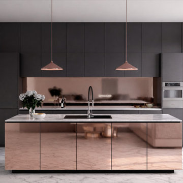 2027 Kitchen Trend: Reflective Rose Gold & Matte Charcoal Design by VelArt