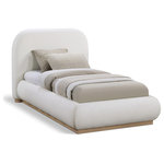 Meridian Furniture - Vaughn Bed, Cream, Twin, Linen Textured Fabric, Natural Finish - Transform your bedroom into a cozy and inviting retreat with the Vaughn Twin Bed. With its rich cream linen textured fabric and solid wood base in a natural finish, this bed exudes a warm and inviting ambiance that will make you feel right at home. Its soft and plush surface provides a cozy and comfortable retreat, while its sturdy and durable construction ensures that you can enjoy long-lasting comfort. So go ahead, treat yourself to a restful night's sleep in this exquisite bed, and wake up feeling refreshed and rejuvenated.