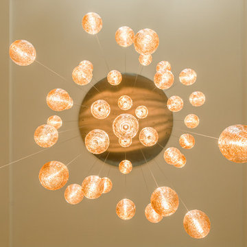 COCOON | Custom Stairwell Chandelier | Blown Glass Vaulted Ceiling Light Fixture