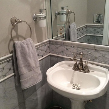 Beautiful Silver Powder Room by Y Factor Studio