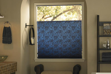 Example of a large transitional master bathroom design in Los Angeles with beige walls, a vessel sink and tile countertops