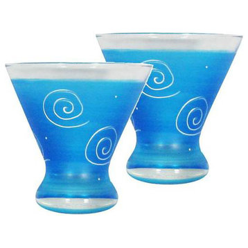 Frosted Curl Turquoise Cosmopolitan Glasses, Set of 2
