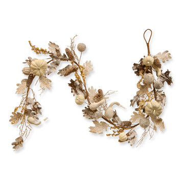 72" White Pumpkin Garland