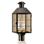 Norwell Lighting - American Hertitage Post Light, Black, Clear Glass - See Image 2 For Metal Finish, See Image 3 For Glass Finish