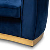 Baxton Studio Milena Upholstered Velvet and Wood Sofa in Royal Blue and Gold