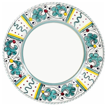 Orvieto Green Rooster Salad Plate White Center