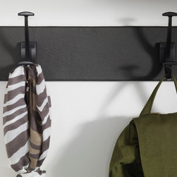 Leather wrapped cleat with oil rubbed bronze hooks - Wall Hooks