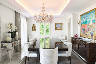 This is an example of a mediterranean dining room in Surrey.