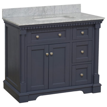 Sydney 36" Bathroom Vanity, Marine Gray, Carrara Marble