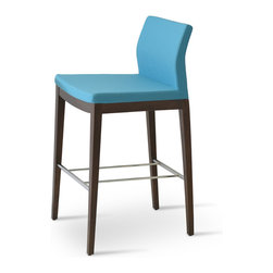 PASHA WOOD BAR WENGE - Turquoise Wool (10 Years Guarantee) - Bar Stools And Counter Stools