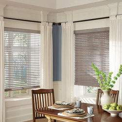 Traditional Taupe Dining Room Custom Window Horizontal Blinds by Hunter Douglas - Window Blinds