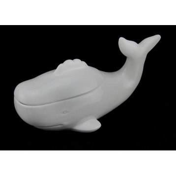 Moby Ceramic White Whale Lidded Trinket / Stash Box