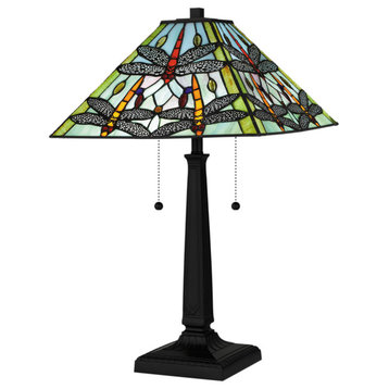 Luxury Natural Tiffany Table Lamp, Matte Black, UQL7010