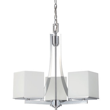 Bento 3 Light - Chandelier With Satin White Glass