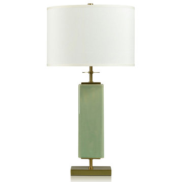 Dann Foley Table Lamp Melon Green Crackled And Glazed Finish White Shade