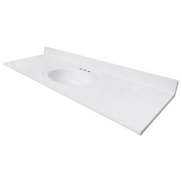 Design House 553396 61" Cultured Marble Vanity Top - Solid White