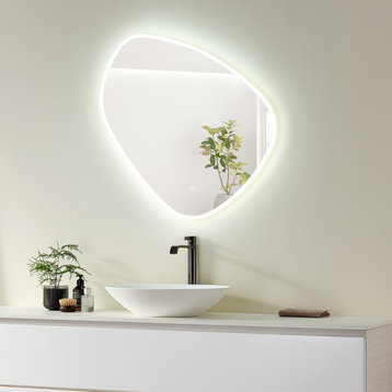 Rasso Novelty Frameless Bathroom Vanity LED Lighted Wall Mirror, 32"