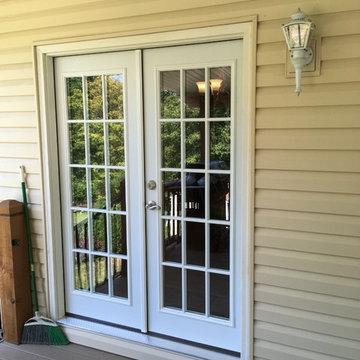 New doors are installed after water damage from contractor that was terminated i