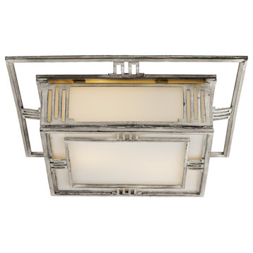 Enrique Flush Mount in Burnished Silver Leaf with White Glass