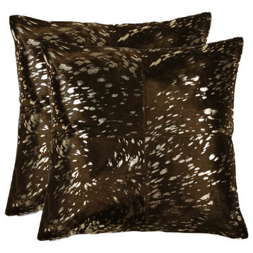 18" X 18" X 5" Gold And Chocolate Quattro  Pillow 2 Pack