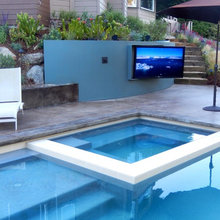 hill by pool steps