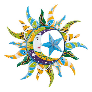 Multi Colored Metal Eclectic Wall Decor, 25" 55103, Blue Multi, 25"w, 25"h