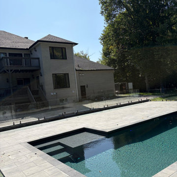 Pool deck and glass fence, Aylmer