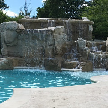 Cedar Rapids, Iowa - Custom Concrete Swimming Pool with Rock Waterfall Feature