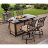 Traditions 5-Piece High-Dining Set With 30,000 BTU Fire Pit Dining Table, Tan/Br