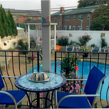 Pool with Whirl pool spill over, outdoor kitchen, outdoor bar, Pergola& Patio