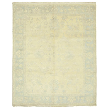Rug N Carpet - Handwoven Oriental 7' 10" x 9' 8" Pastel Beige Oushak Rug