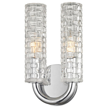 Dartmouth, 2 Light, Wall Sconce, Polished Nickel Finish, Clear Glass
