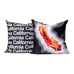 California map pillow, charcoal orange - Decorative Pillows